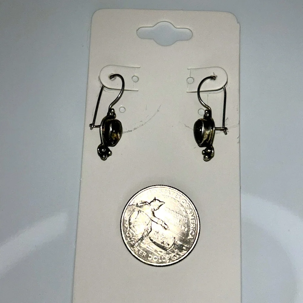 NWOT Vintage Sterling Silver Blue Labradorite Pear Shaped Earrings Modern Boho